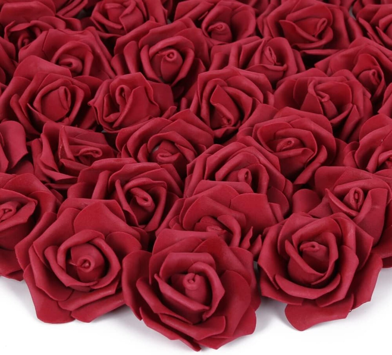100pcs Burgundy Fake Roses Artificial Flower Foam Rose Heads Bouquets